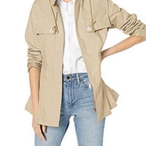 NANETTE LEPORE KHAKI  HOODED UTILITY SPRING JACKET  EXCELLENT CONDITION